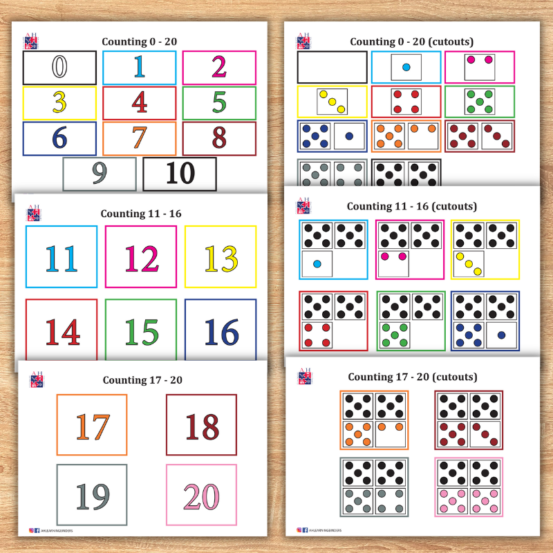 Counting 0-20 with dice - AH Learning Binders
