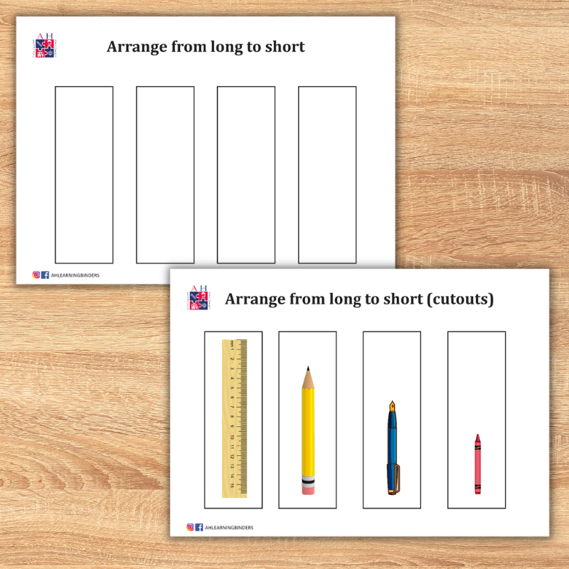 Arrange from long to short - AH Learning Binders